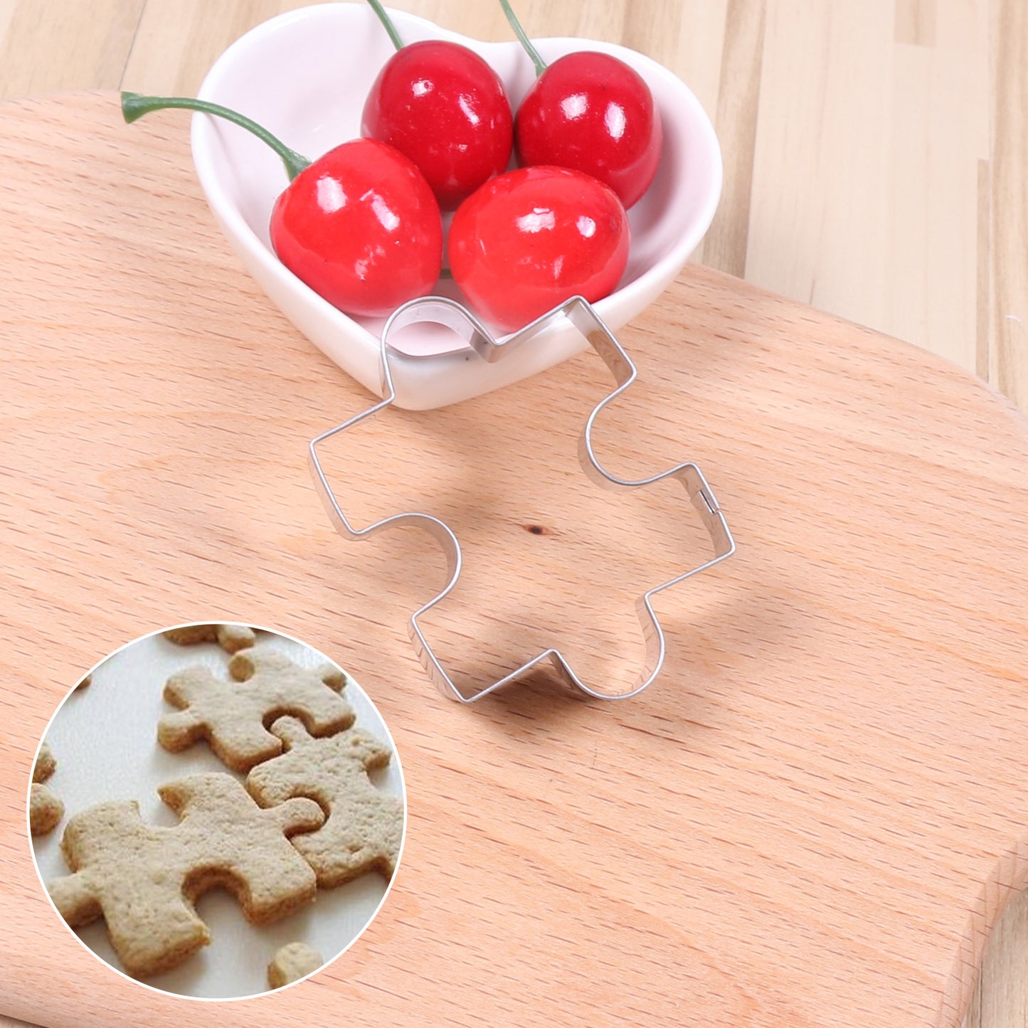 1pc Jigsaw Puzzle Piece Cookie Cutter, Metal, for Pastry, Birthday Theme, Durable Sugarcraft Baking Tool, 2.4x1.7"