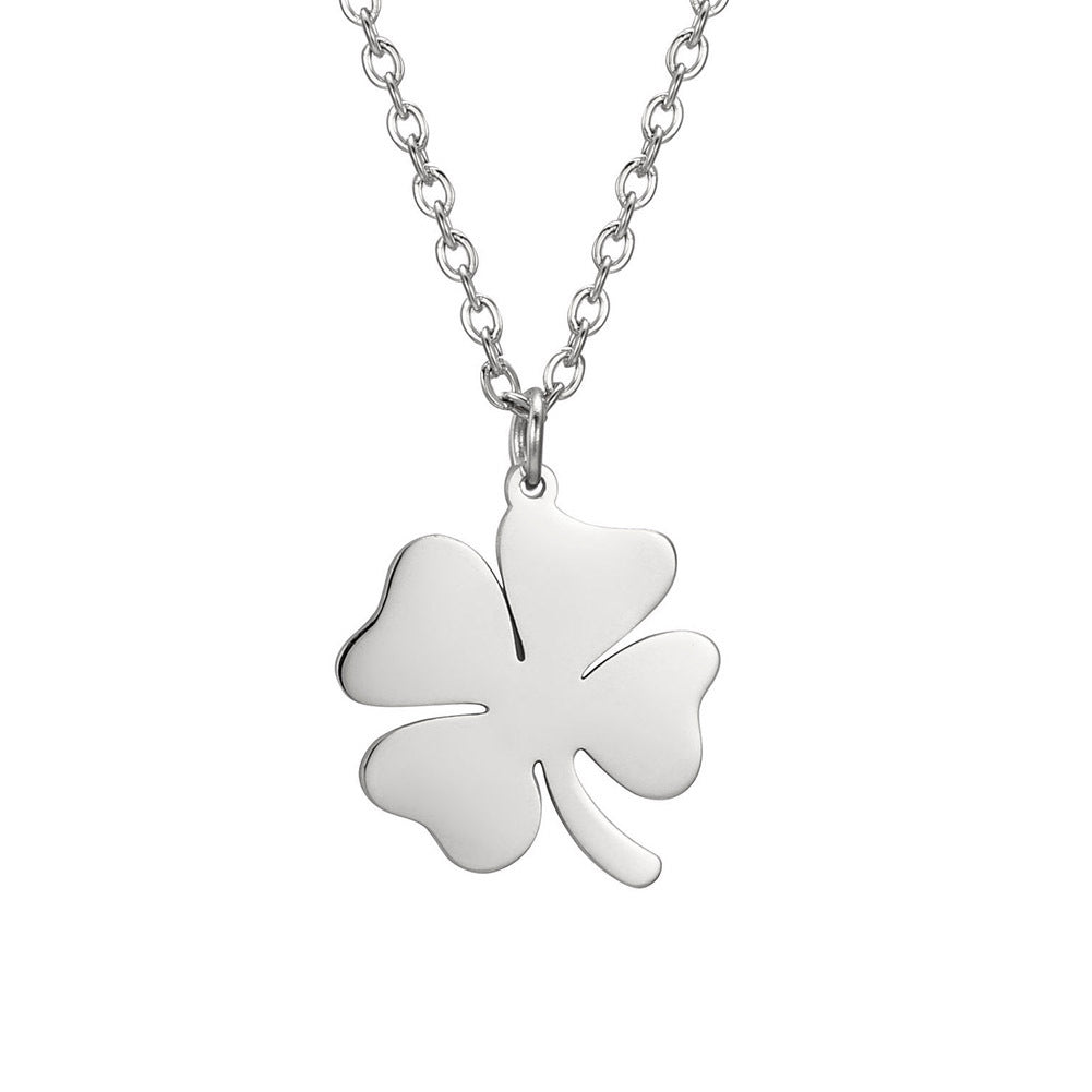 Four-leaf Clover Necklace Lucky Stainless Steel Necklaces For Women Men Pendant Choker Best Wishes Engagement Jewelry