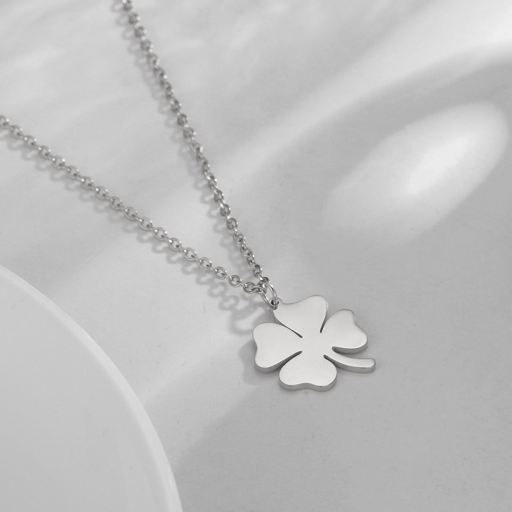 Four-leaf Clover Necklace Lucky Stainless Steel Necklaces For Women Men Pendant Choker Best Wishes Engagement Jewelry