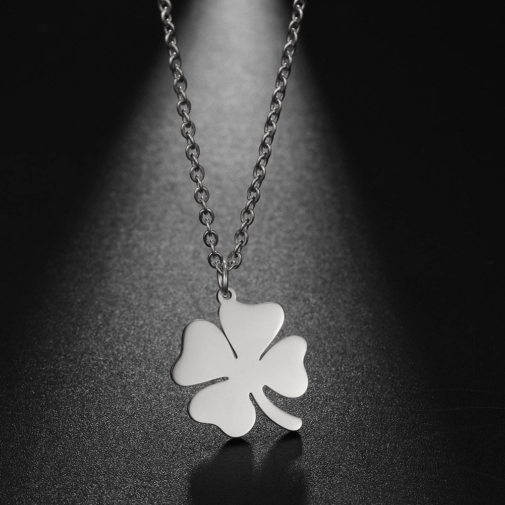 Four-leaf Clover Necklace Lucky Stainless Steel Necklaces For Women Men Pendant Choker Best Wishes Engagement Jewelry
