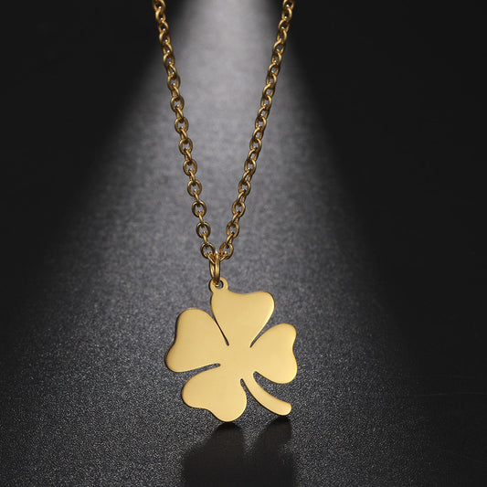 Four-leaf Clover Necklace Lucky Stainless Steel Necklaces For Women Men Pendant Choker Best Wishes Engagement Jewelry