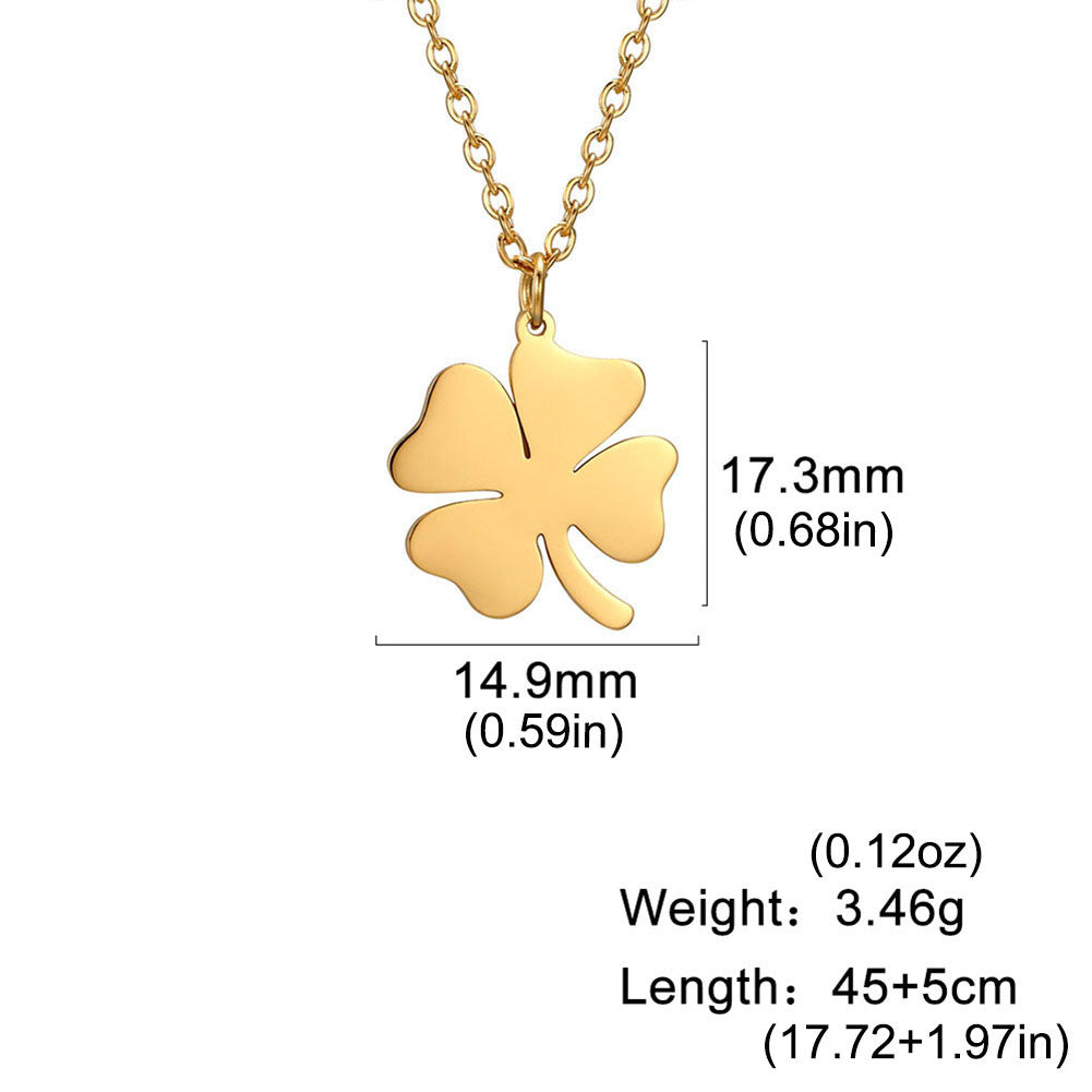 Four-leaf Clover Necklace Lucky Stainless Steel Necklaces For Women Men Pendant Choker Best Wishes Engagement Jewelry