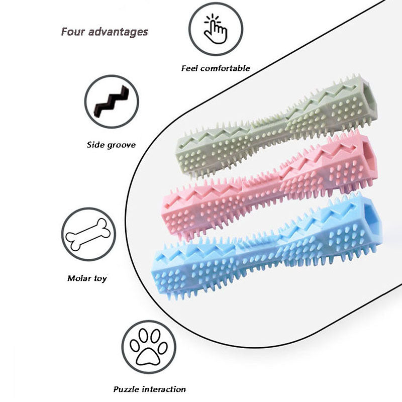 Dog Toothbrush Toy: Soft Rubber Molar Stick For Interactive Cleaning & Chewing!