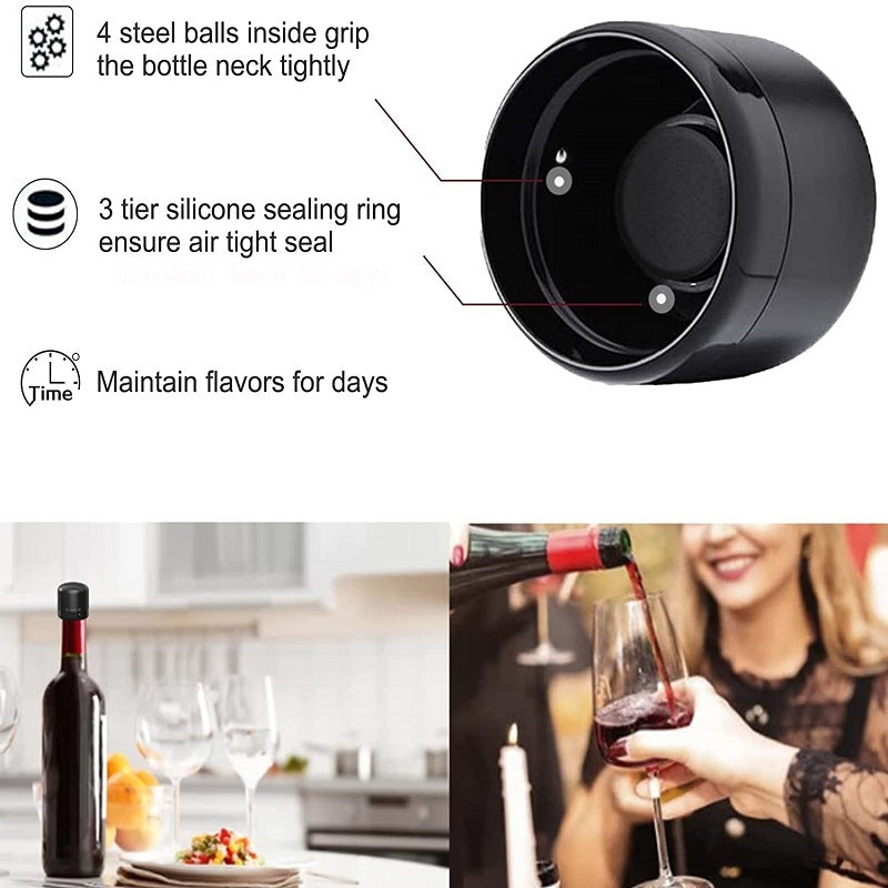 [Leak-Proof Wine Stoppers] 10x Leak-Proof Vacuum Wine Stoppers - Reusable Champagne Bottle Sealer Caps with Secure Lid, Durable Plastic for Wine & Champagne Preservation, Ideal for Home Bar, Kitchen, and Restaurant Use, Wine