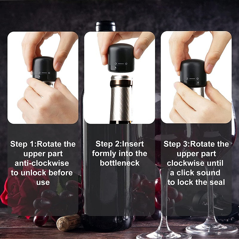 [Leak-Proof Wine Stoppers] 10x Leak-Proof Vacuum Wine Stoppers - Reusable Champagne Bottle Sealer Caps with Secure Lid, Durable Plastic for Wine & Champagne Preservation, Ideal for Home Bar, Kitchen, and Restaurant Use, Wine