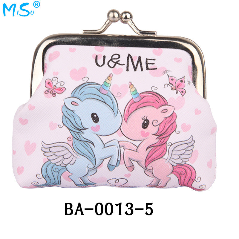 Girls Cute Cartoon Unicorn Print Creative Coin Purse Mini Wallet Holiday Gift