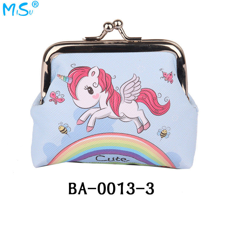 Girls Cute Cartoon Unicorn Print Creative Coin Purse Mini Wallet Holiday Gift