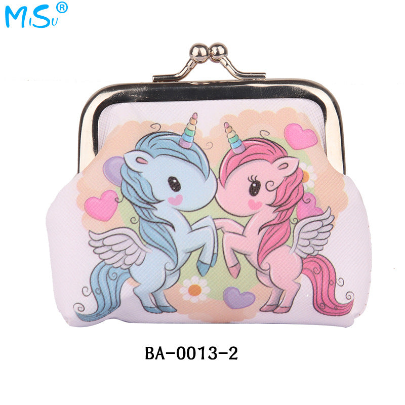 Girls Cute Cartoon Unicorn Print Creative Coin Purse Mini Wallet Holiday Gift