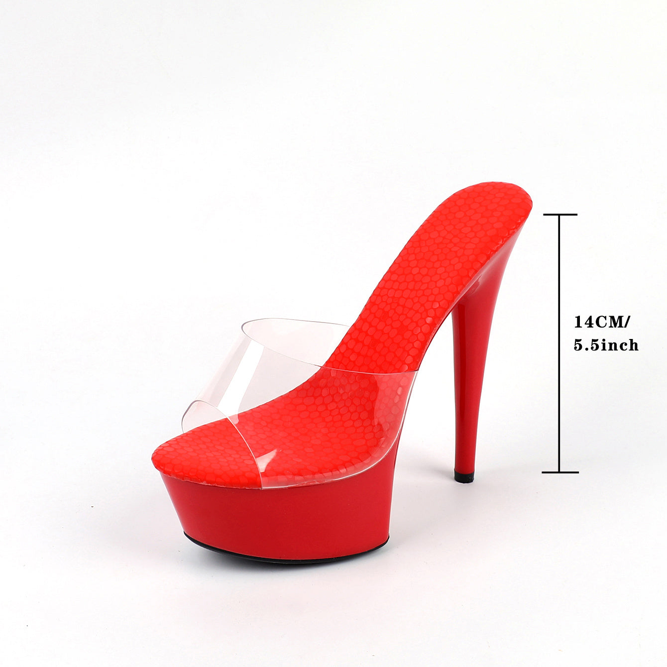 Elegant Women's Red Platform Sandals - Sexy Transparent Strap High Heels, 14cm Stiletto with Clear Band, Faux Cover, Perfect for Parties & Clubbing, Stiletto Heels