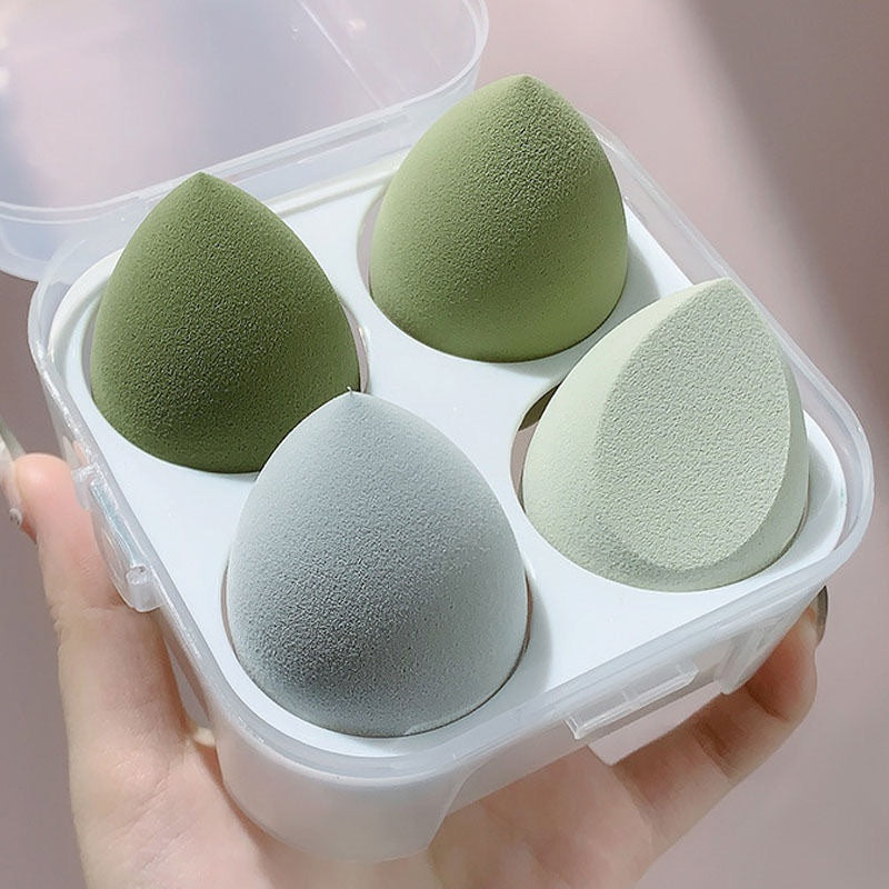 4pcs Premium Makeup Blender Set - Soft & Durable Sponges with Storage Box - Perfect for Foundation & Powder Application - Ergonomic Beauty Tool for Flawless Coverage