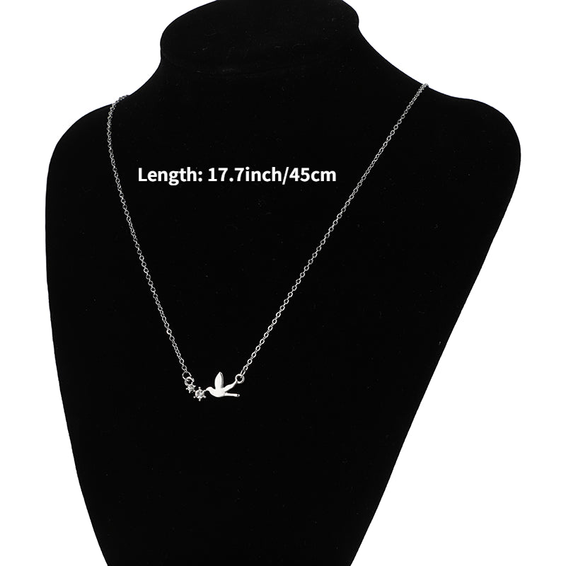 Cute Swallow Shape Pendant Necklace Inlaid Shiny Rhinestones Elegant Neck Jewelry For Women