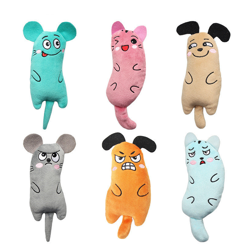 1pc Random Color Plush Cat Toy, Interactive Self-Entertaining Teeth Cleaning Pet Toy for Small Breeds, No Battery Needed