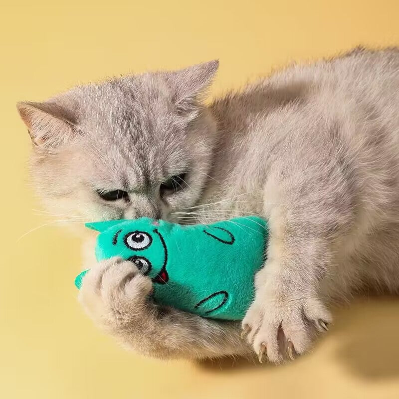 1pc Random Color Plush Cat Toy, Interactive Self-Entertaining Teeth Cleaning Pet Toy for Small Breeds, No Battery Needed