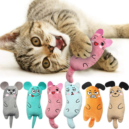 1pc Random Color Plush Cat Toy, Interactive Self-Entertaining Teeth Cleaning Pet Toy for Small Breeds, No Battery Needed