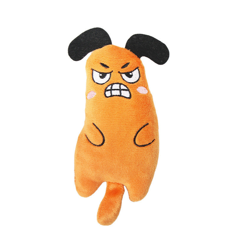 1pc Random Color Plush Cat Toy, Interactive Self-Entertaining Teeth Cleaning Pet Toy for Small Breeds, No Battery Needed