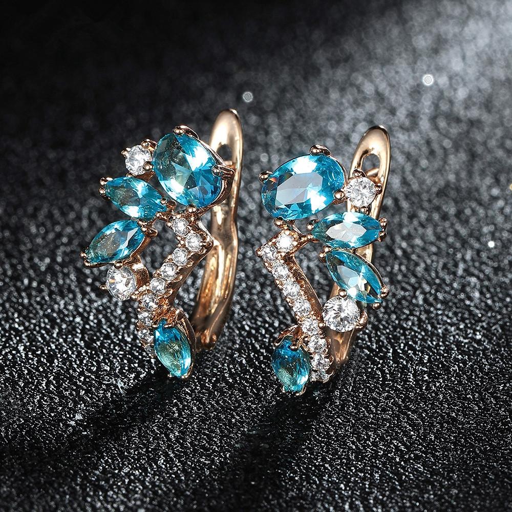 Radiant Multicolor Birthstone Dangle Earrings - Vibrant Marquise Gems in Flower & Leaf Design - Delicate Ear Cuffs for Nature Lovers - Hypoallergenic, Perfect Gift Idea