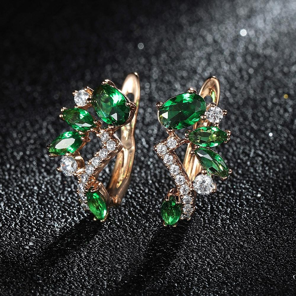 Radiant Multicolor Birthstone Dangle Earrings - Vibrant Marquise Gems in Flower & Leaf Design - Delicate Ear Cuffs for Nature Lovers - Hypoallergenic, Perfect Gift Idea