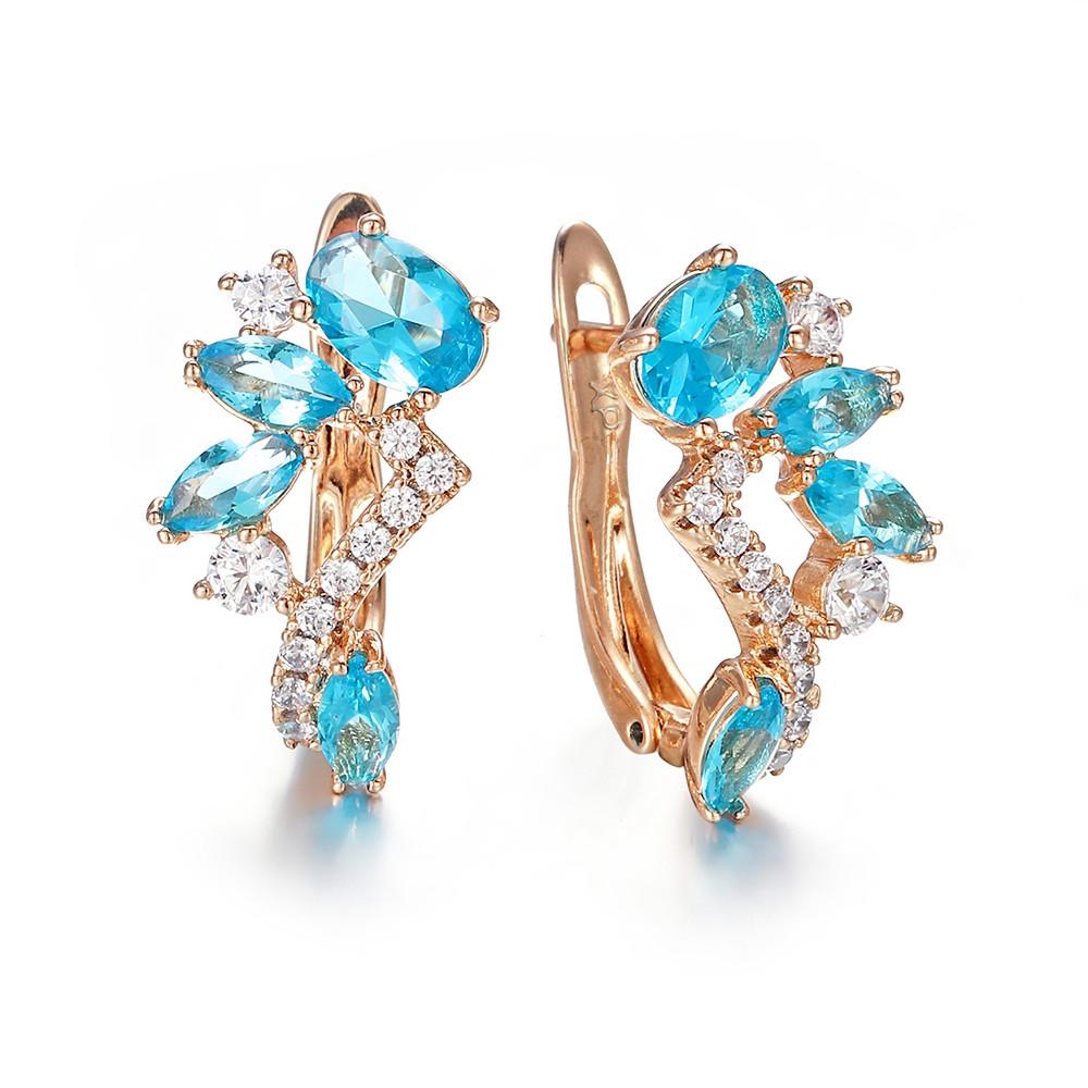 Radiant Multicolor Birthstone Dangle Earrings - Vibrant Marquise Gems in Flower & Leaf Design - Delicate Ear Cuffs for Nature Lovers - Hypoallergenic, Perfect Gift Idea