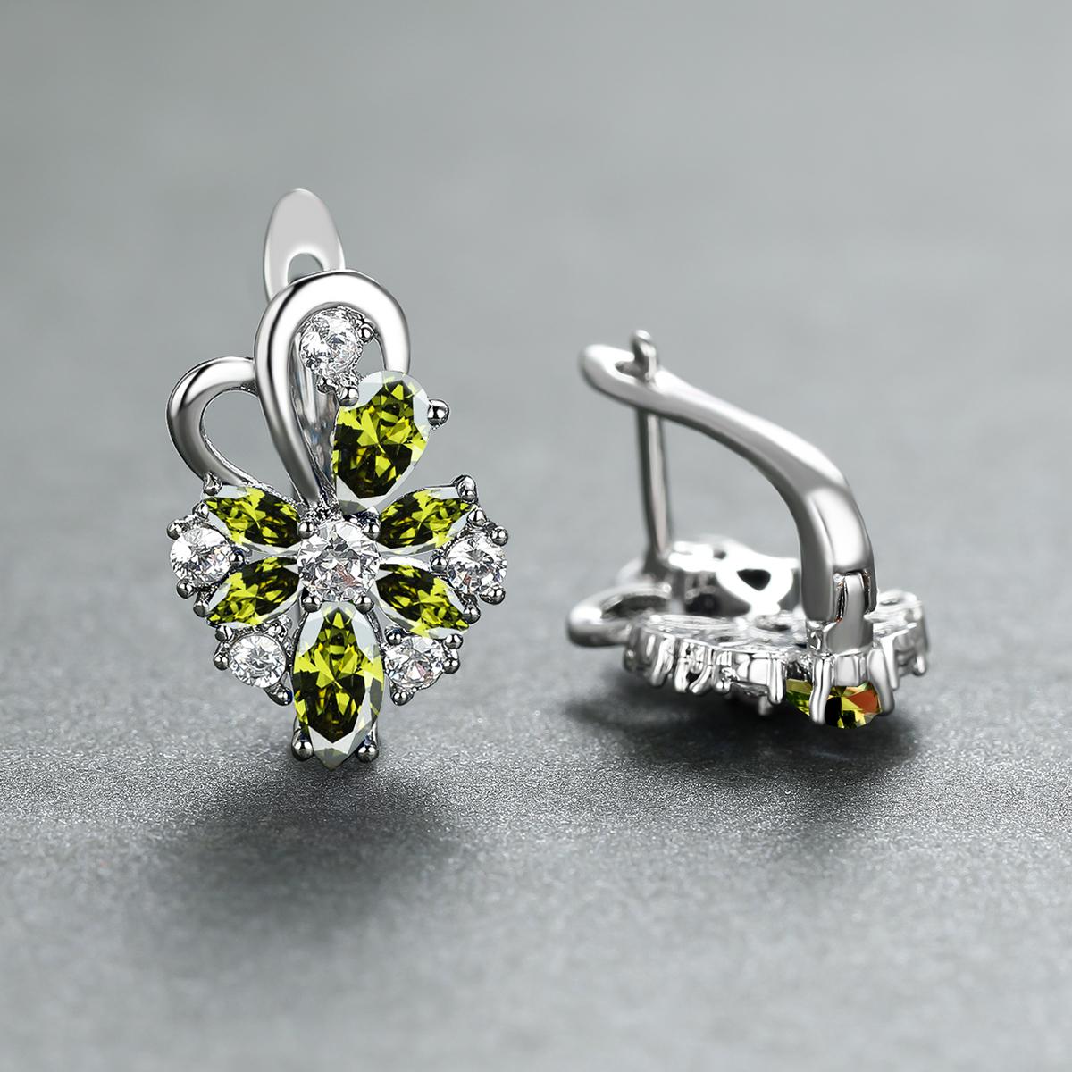 Flower Shape zirconia Clip On Earrings 18K Gold Plated Ornament For Women Girls