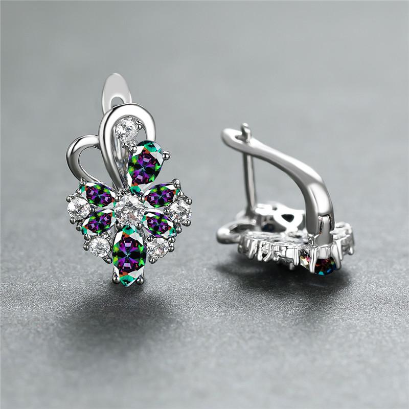 Flower Shape zirconia Clip On Earrings 18K Gold Plated Ornament For Women Girls