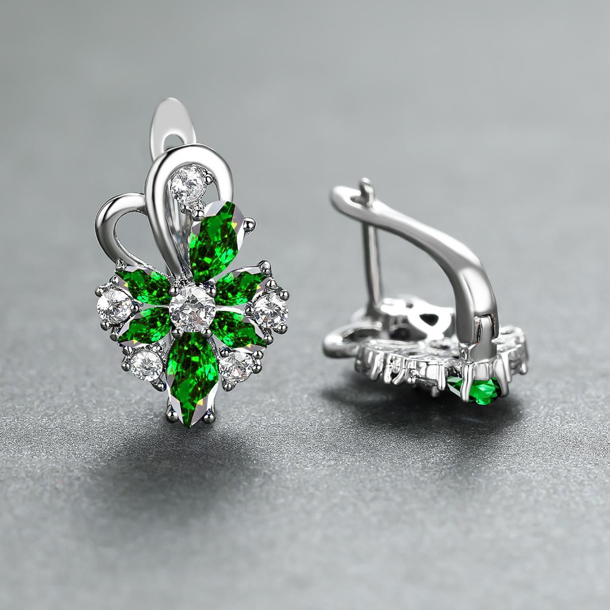 Flower Shape zirconia Clip On Earrings 18K Gold Plated Ornament For Women Girls