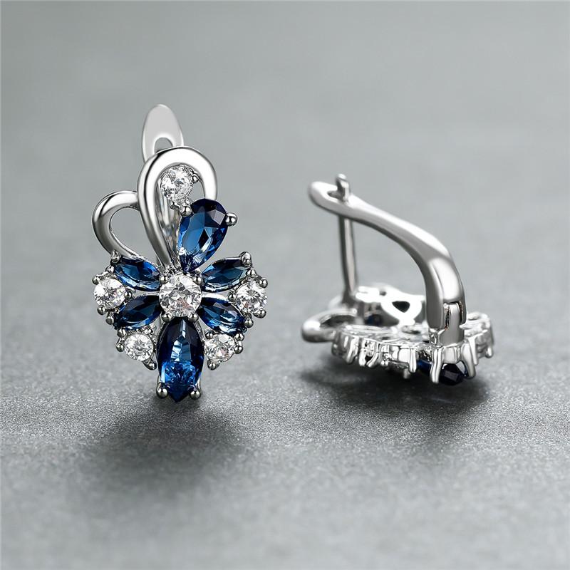 Flower Shape zirconia Clip On Earrings 18K Gold Plated Ornament For Women Girls