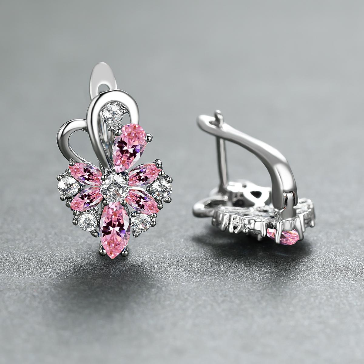 Flower Shape zirconia Clip On Earrings 18K Gold Plated Ornament For Women Girls