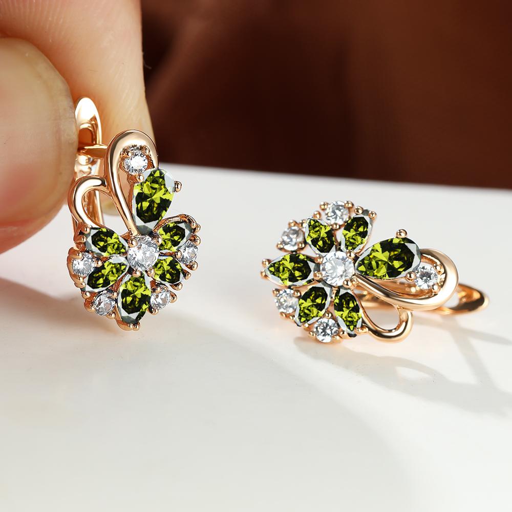 Flower Shape zirconia Clip On Earrings 18K Gold Plated Ornament For Women Girls
