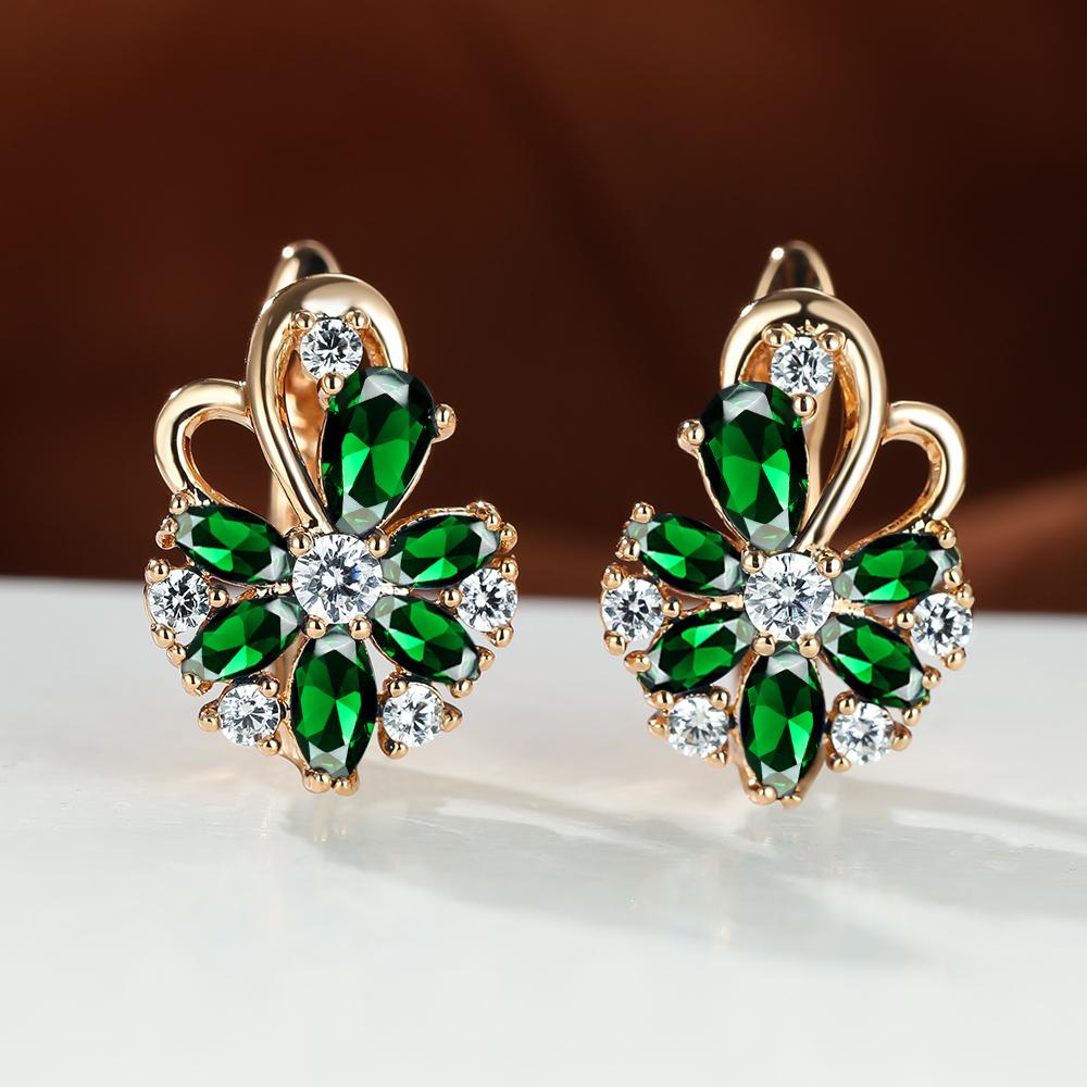 Flower Shape zirconia Clip On Earrings 18K Gold Plated Ornament For Women Girls