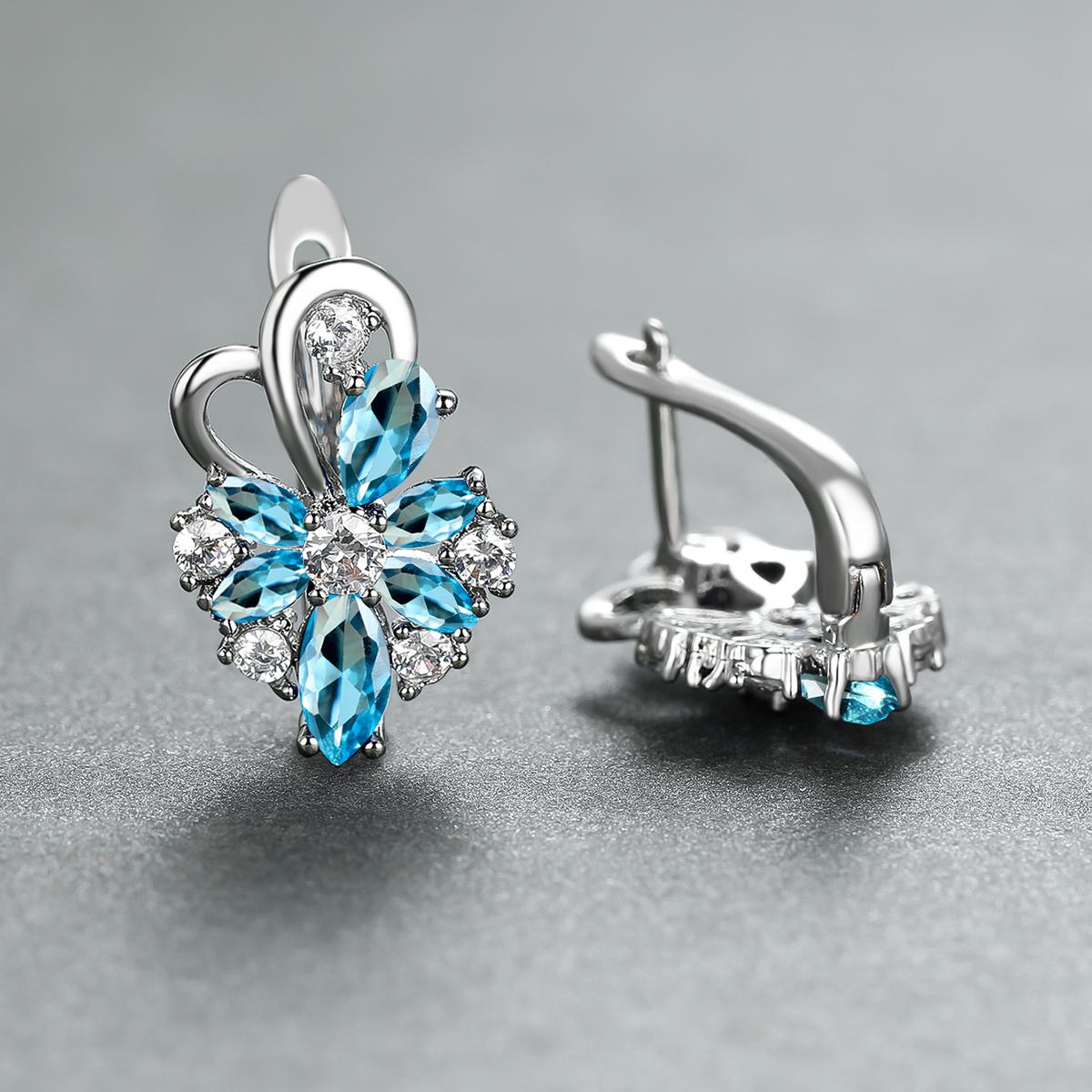 Flower Shape zirconia Clip On Earrings 18K Gold Plated Ornament For Women Girls