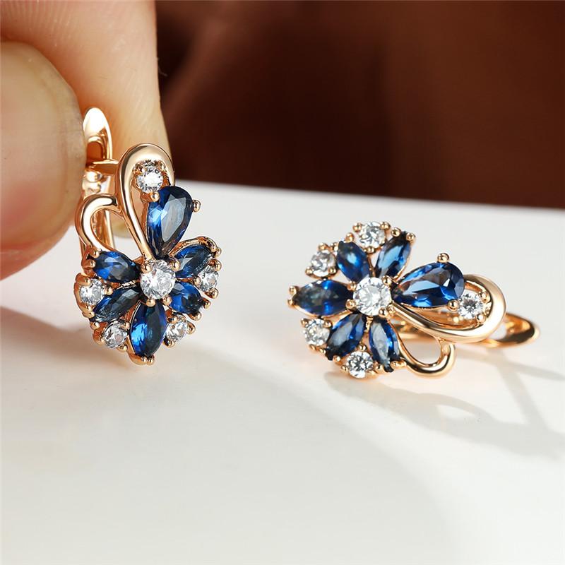 Flower Shape zirconia Clip On Earrings 18K Gold Plated Ornament For Women Girls