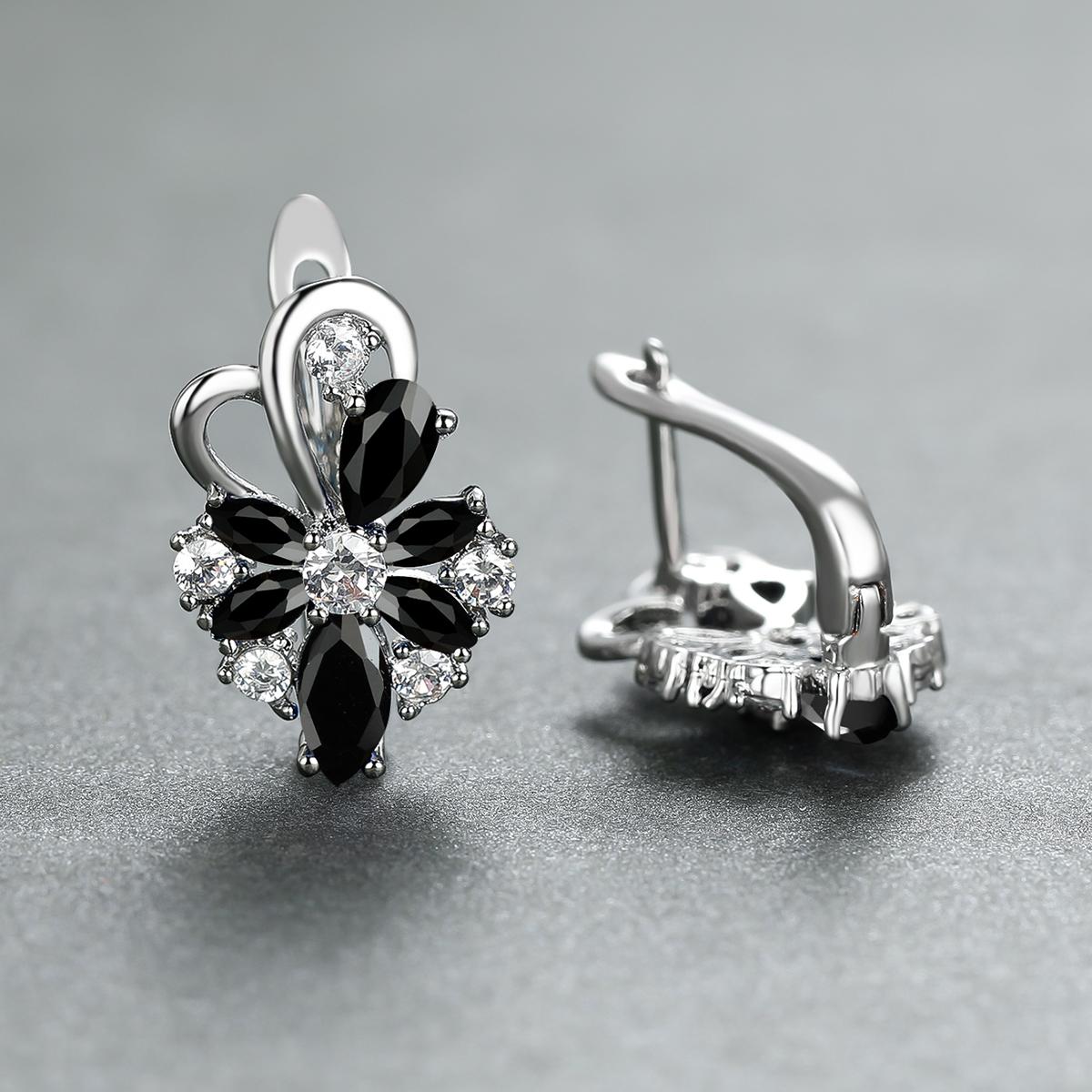 Flower Shape zirconia Clip On Earrings 18K Gold Plated Ornament For Women Girls