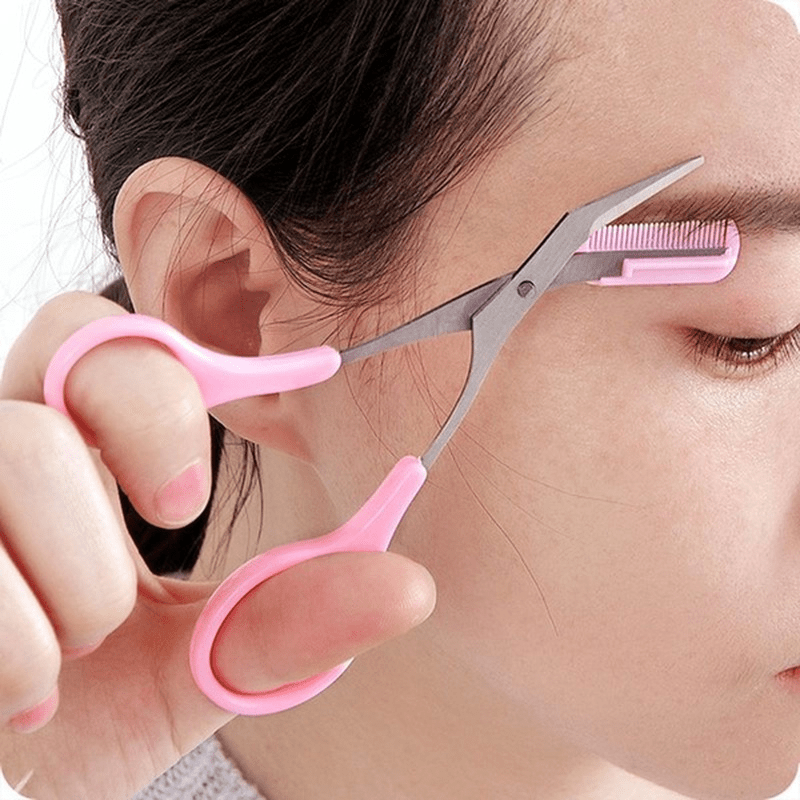 Eyebrow Scissors With Comb, Stainless Steel Eyebrow Trimming Curved Scissors For Women And Men, Fashion Eyebrow Hair Remover Tool