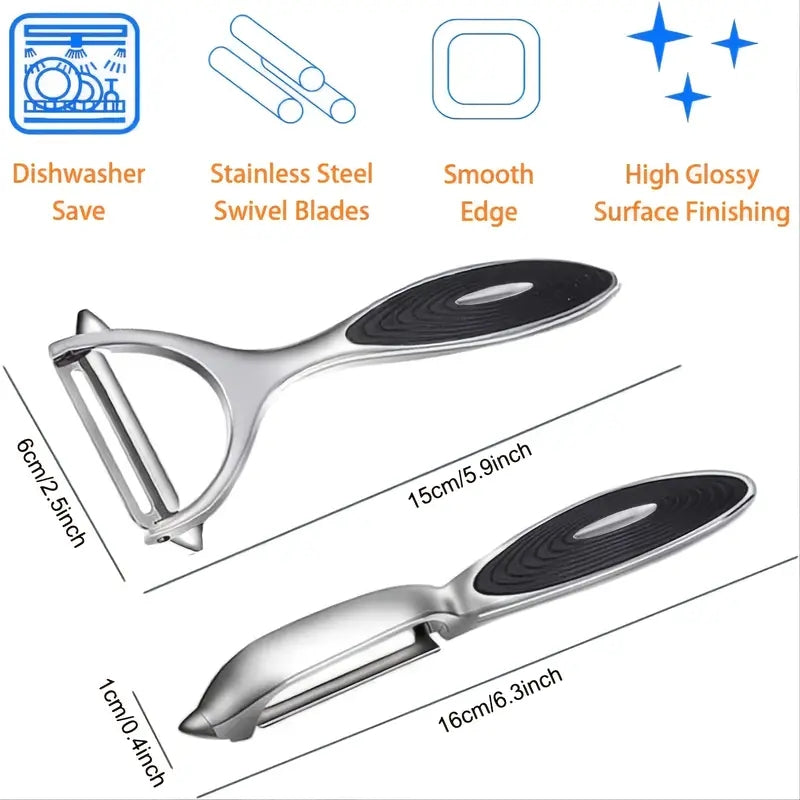 1pc Stainless Steel Vegetable and Fruit Peeler with Non-Slip Handle and Sharp Blade - Multi-Functional Kitchen Tool for Effortless Peeling