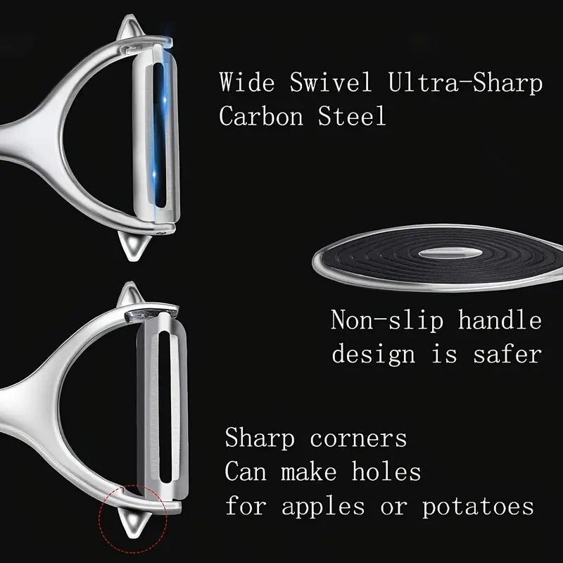 1pc Stainless Steel Vegetable and Fruit Peeler with Non-Slip Handle and Sharp Blade - Multi-Functional Kitchen Tool for Effortless Peeling