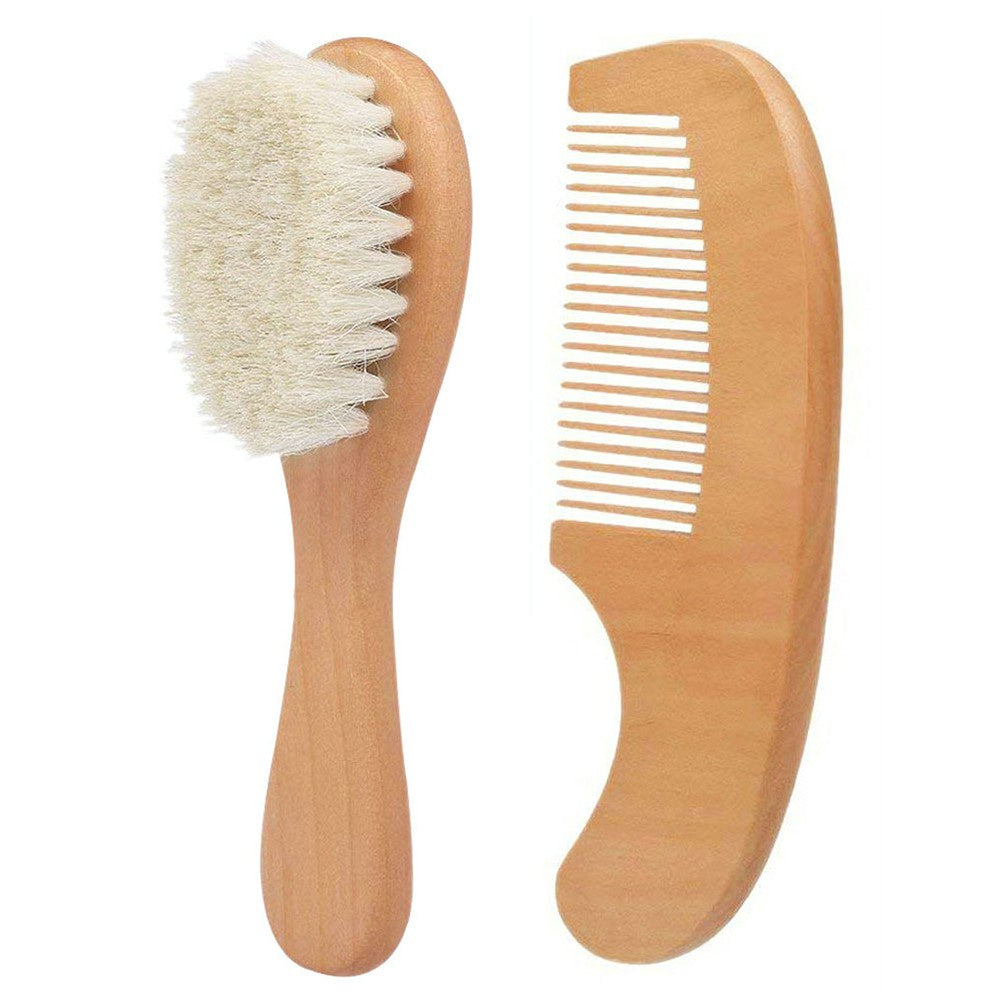 2pcs/Kit Soft Baby Hair Brush Comb Set for Newborn Wooden Handle Head Comfort Massager for christmas halloween Thanksgiving Day Gif