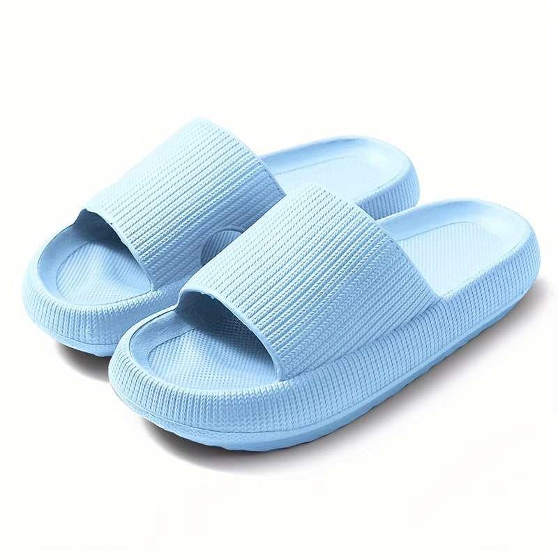 Women'S Solid Color EVA Slippers, Open Toe Slip-On Sandals with Strappy Back, Flat Heel Indoor Home Slippers, Ultra-Soft Comfort Footwear