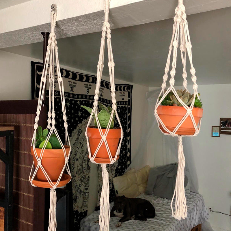 1 Set of Handmade Macrame Plant Hanger Baskets for Flower Pots, Ideal for Balcony Decoration And Home Garden Supplies