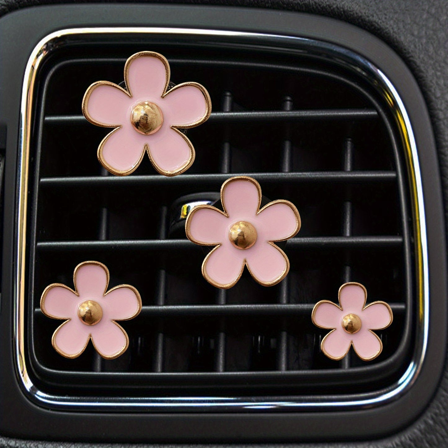 [4pcs/set Daisy Flower Air Clips] 4pcs/set Small Daisy Flower Design Car Air Outlet Perfume Decorative Clip, Car Air Fresheners Clips, Car Decoration, Car Accessories For Women
