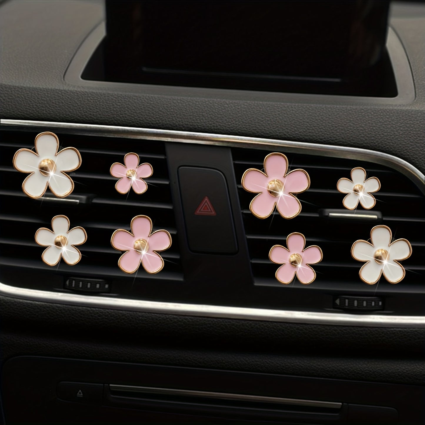 [4pcs/set Daisy Flower Air Clips] 4pcs/set Small Daisy Flower Design Car Air Outlet Perfume Decorative Clip, Car Air Fresheners Clips, Car Decoration, Car Accessories For Women