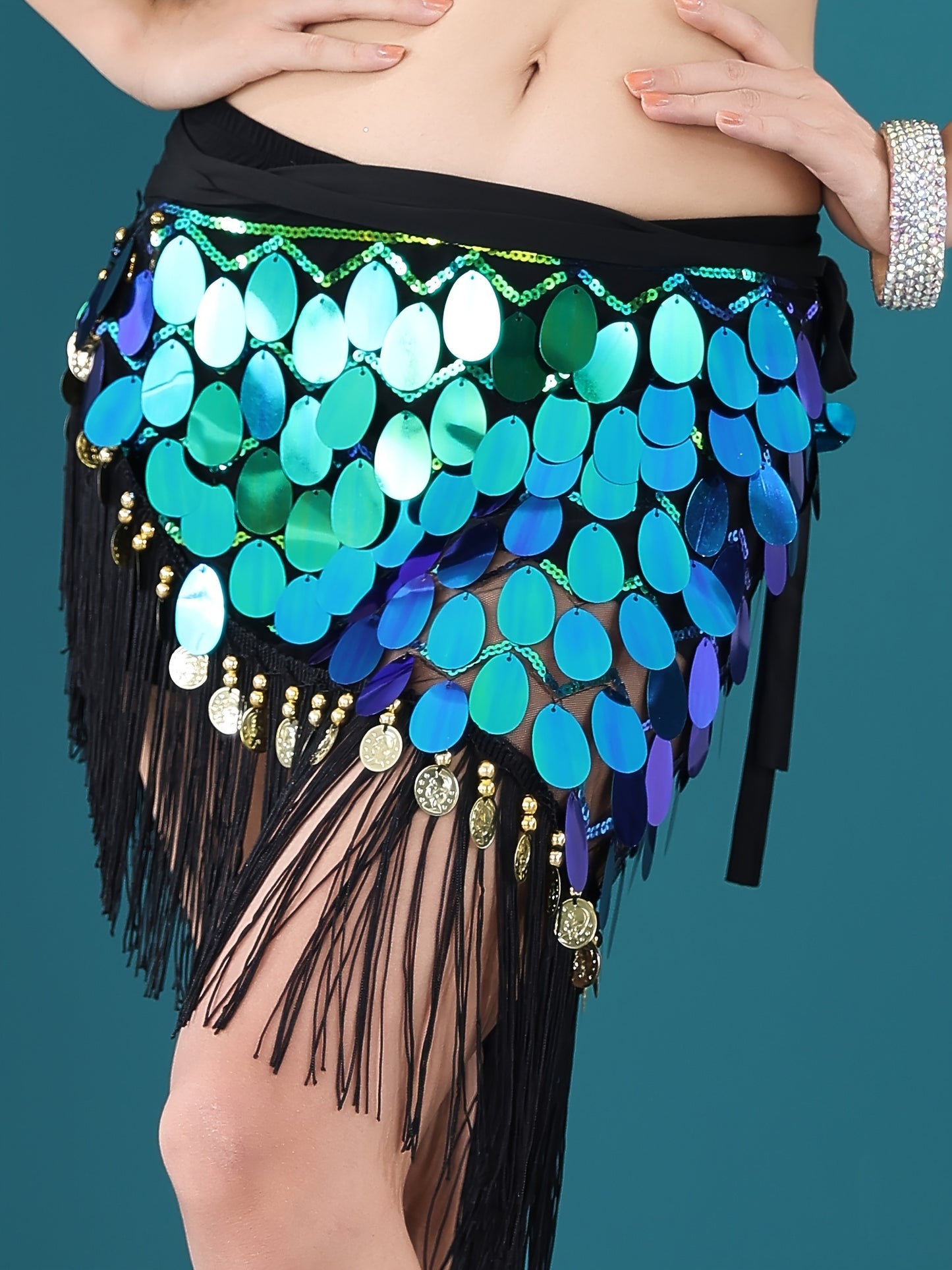 Glitter Triangle Belly Dance Hip Scarf With Tassel, Sequins Wrap Skirt For Women, Rave Outfit Carnival Costume Dance Accessories, Lovely Gifts For Ladies