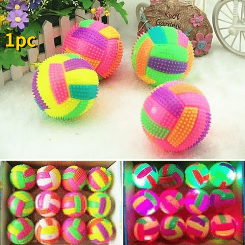 1pc Rainbow Color Dog Glowing Molar Ball Toys Elastic Ball Dog Toy For Dog Interactive Supply