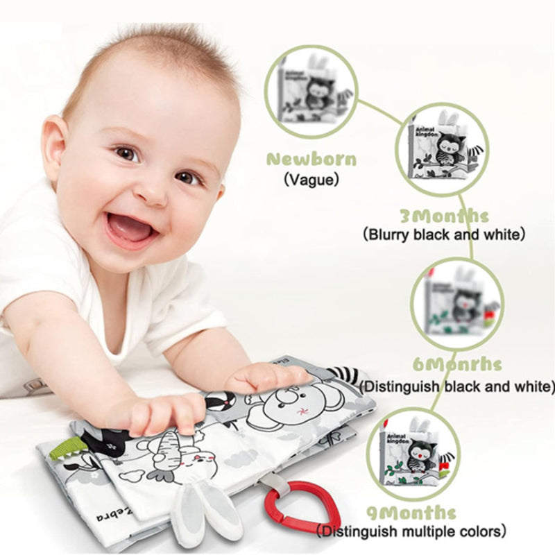 [3D Cloth Book] 3D Black and White Cloth Book | Early Education, Baby Cognitive Toys, Not Tear, Can Bite, Halloween Christmas Gifts