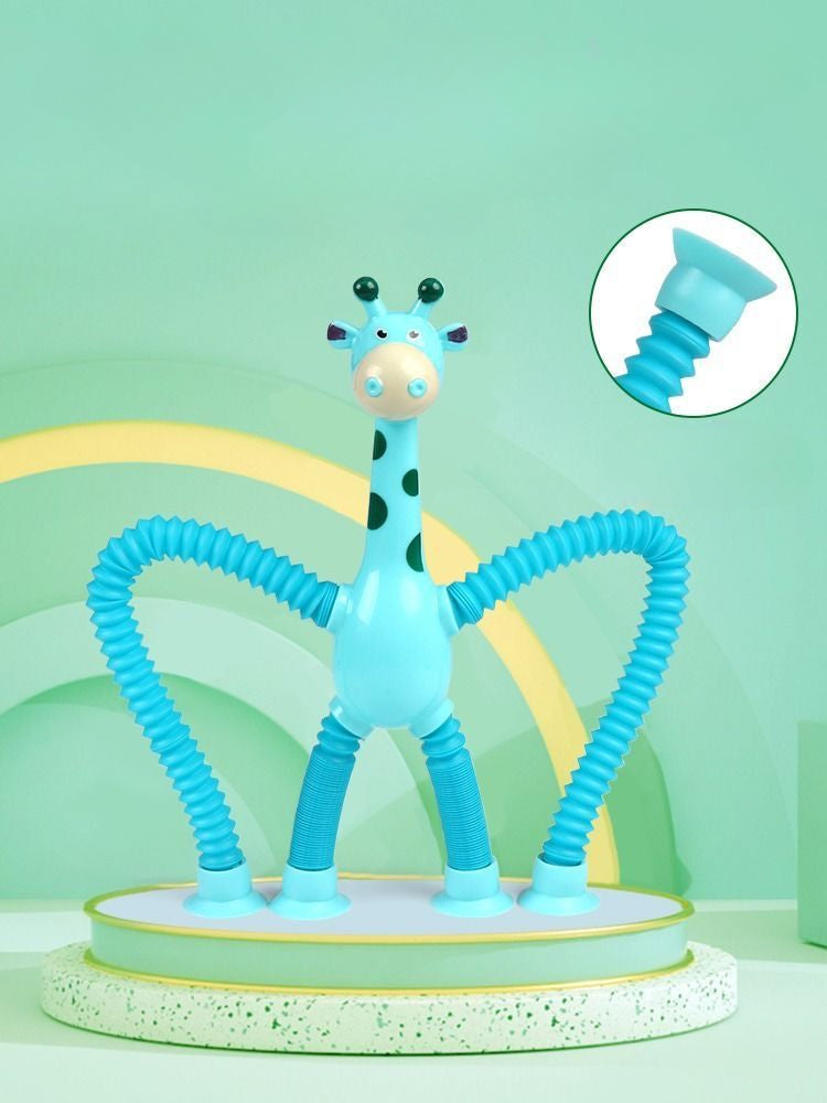4pcs Giraffe Stretching Toy Suction Cup Variety Shape Stretching Tube Decompression Novelty Educational Children's Toys halloween christmas gift