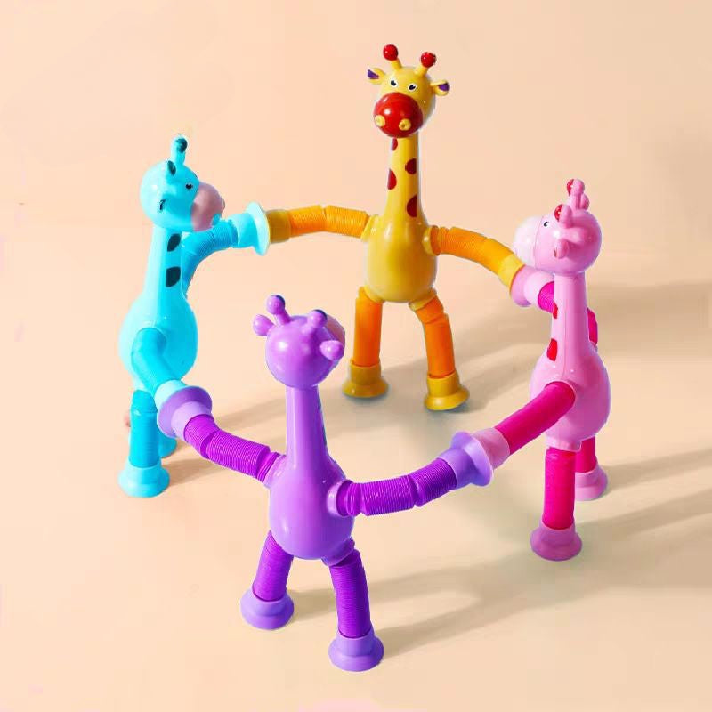 4pcs Giraffe Stretching Toy Suction Cup Variety Shape Stretching Tube Decompression Novelty Educational Children's Toys halloween christmas gift