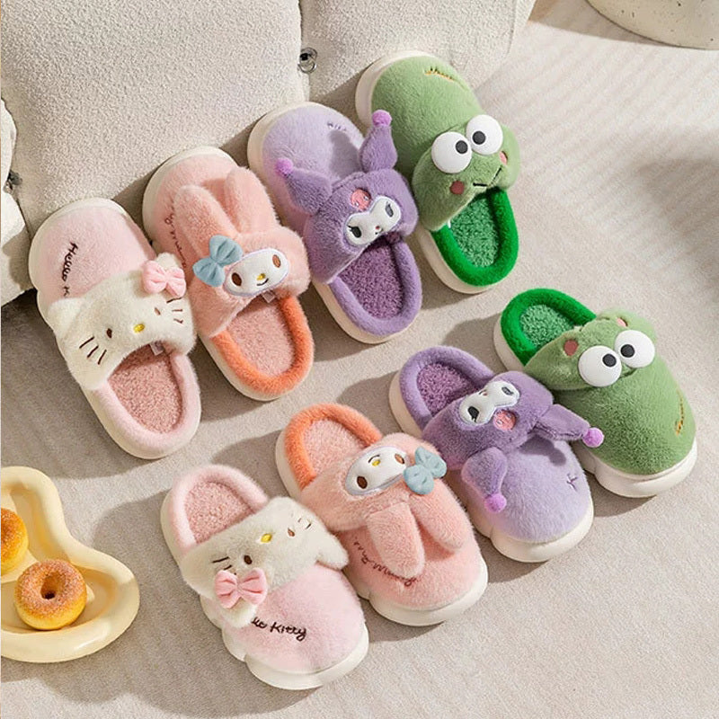 Adorable Furry Cartoon Character House Shoes - Ultra Soft, Non-Slip, Comfortable, and Breathable Indoor Walking Shoes for Girls - Perfect for Autumn and Winter Season, Cozy and Warm Footwear for Cold Weather