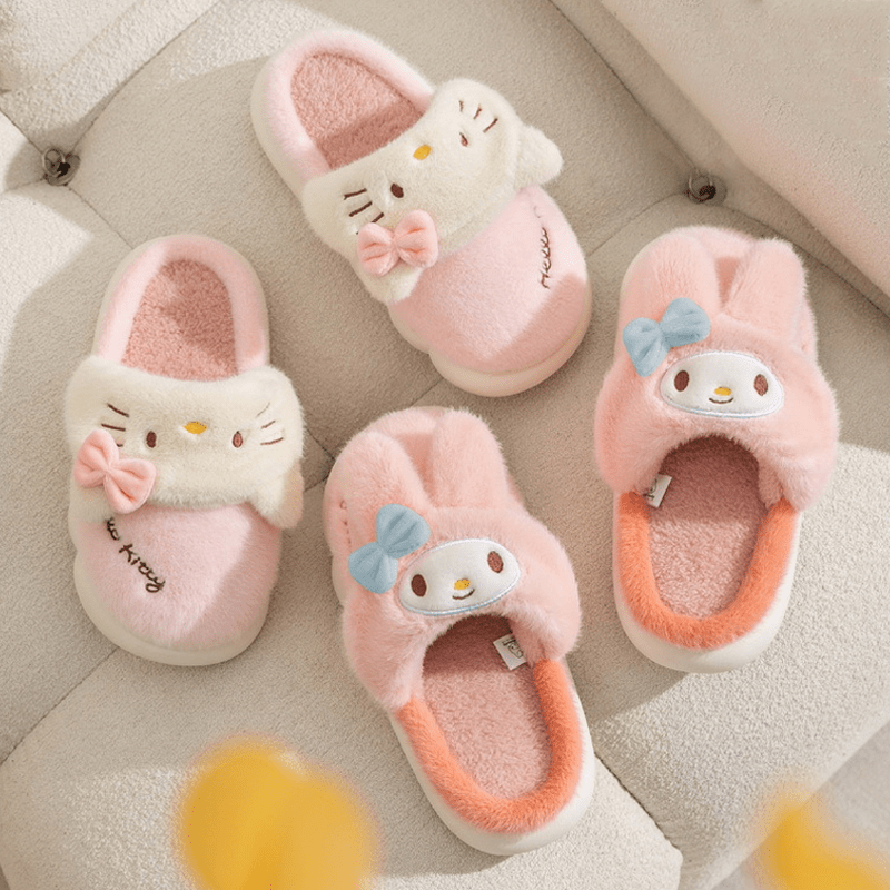 Adorable Furry Cartoon Character House Shoes - Ultra Soft, Non-Slip, Comfortable, and Breathable Indoor Walking Shoes for Girls - Perfect for Autumn and Winter Season, Cozy and Warm Footwear for Cold Weather
