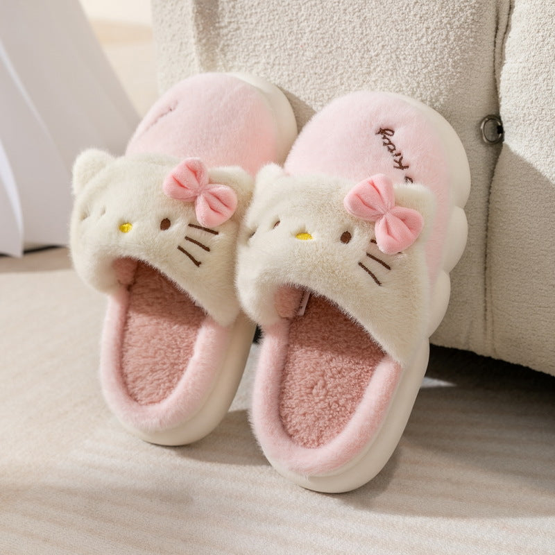 Adorable Furry Cartoon Character House Shoes - Ultra Soft, Non-Slip, Comfortable, and Breathable Indoor Walking Shoes for Girls - Perfect for Autumn and Winter Season, Cozy and Warm Footwear for Cold Weather