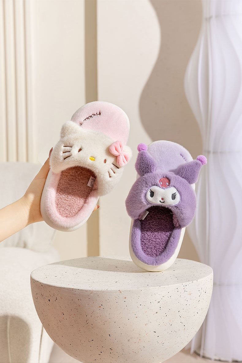 Adorable Furry Cartoon Character House Shoes - Ultra Soft, Non-Slip, Comfortable, and Breathable Indoor Walking Shoes for Girls - Perfect for Autumn and Winter Season, Cozy and Warm Footwear for Cold Weather