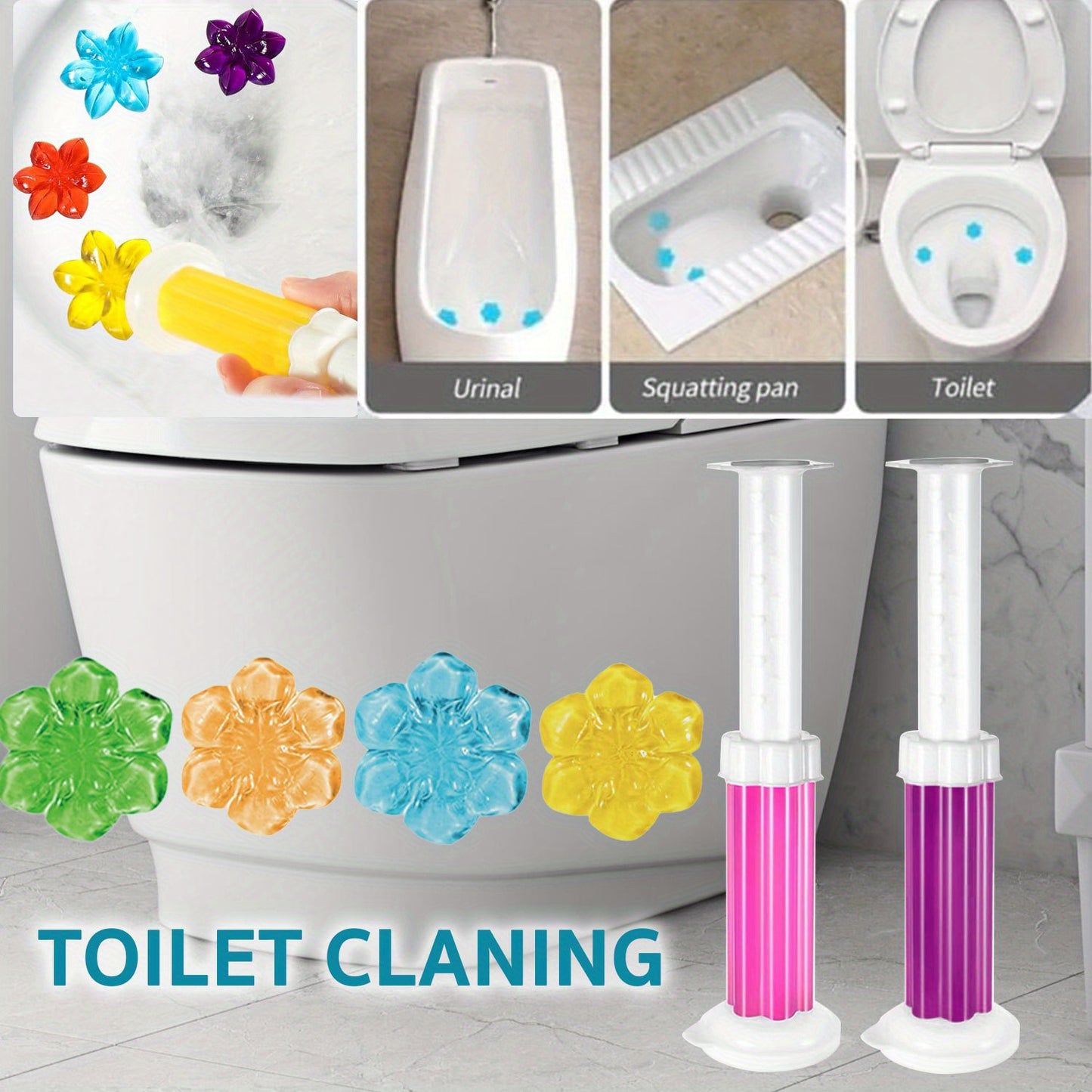 Flower Toilet Gel Stamp | 6 Packs Toilet Scent Fresheners | Toilet Fresheners Gel Toilet6 PacksToilet Gel Stamp